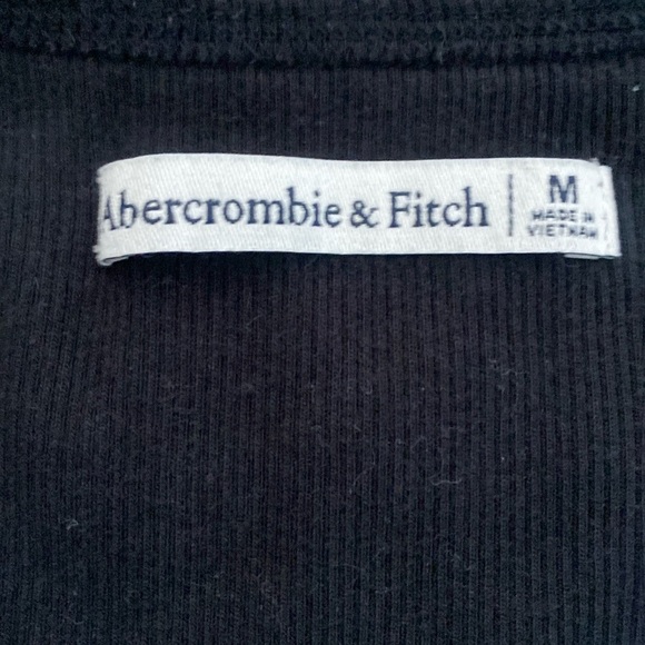 Abercrombie & Fitch ribbed long sleeve snap v neck black sz Med - Picture 2 of 5